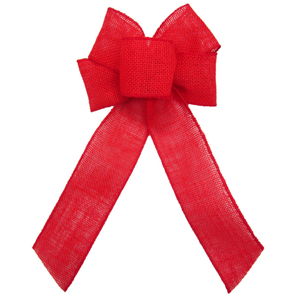 Wired Burlap Bows - Wired Gunnysack Red Burlap Bow (2.5"ribbon~6"Wx10"L)