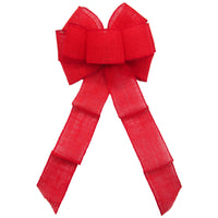 Burlap Wreath Bows - Wired Gunnysack Red Burlap Bow (2.5"ribbon~8"Wx16"L)