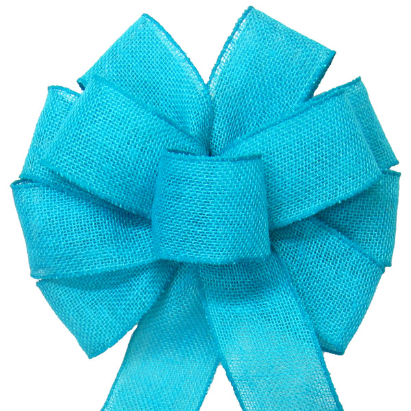 Burlap Bows - Wired Gunnysack Turquoise Burlap Bow (2.5"ribbon~10"Wx20"L)