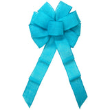 Burlap Wreath Bows - Wired Gunnysack Turquoise Burlap Bow (2.5"ribbon~10"Wx20"L)