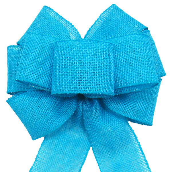 Burlap Bows - Wired Gunnysack Turquoise Burlap Bow (2.5"ribbon~8"Wx16"L)