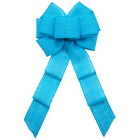Burlap Wreath Bows - Wired Gunnysack Turquoise Burlap Bow (2.5"ribbon~8"Wx16"L)