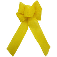 Burlap Wreath Bows - Wired Gunnysack Yellow Burlap Bow (2.5"ribbon~6"Wx10"L)