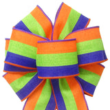 Halloween Bows - Wired Halloween Tri Stripes Purple Linen Bow (2.5"ribbon~8"Wx16"L)
