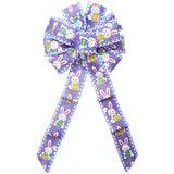 Easter Bunny Bows - Wired Happy Bunnies & Easter Eggs Lavender Bow (2.5"ribbon~10"Wx20"L)