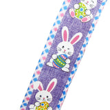 Easter Bunny Ribbon - Wired Happy Bunnies & Easter Eggs Lavender Ribbon (#40-2.5"Wx10Yards)