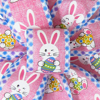 Easter Ribbon - Wired Happy Bunnies & Easter Eggs Pink Ribbon (#40-2.5"Wx10Yards)