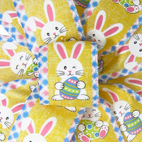 Easter Bunny Ribbon - Wired Happy Bunnies & Easter Eggs Yellow Ribbon (#40-2.5"Wx10Yards)