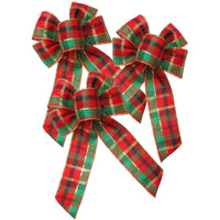 Tiny Plaid Bows - Wired Tiny Holiday Plaid Bow (1.5"ribbon~4"Wx6"L) 3Pack