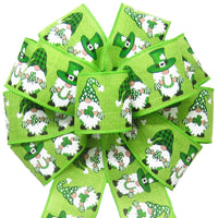 St Patrick's Day Bows - Wired Leprechaun Gnomes St Patricks Day Bows (2.5"ribbon~10"Wx20"L)