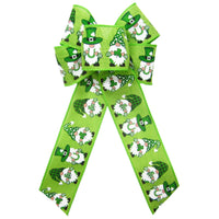 St Patrick's Day Bows - Wired Leprechaun Gnomes St Patricks Day Bows (2.5"ribbon~6"Wx10"L)