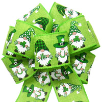 St Patrick's Day Bows - Wired Leprechaun Gnomes St Patricks Day Bows (2.5"ribbon~8"Wx16"L)