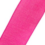 Wired Linen Ribbon - Wired Bright Pink Linen Ribbon (#40-2.5"Wx10Yards)