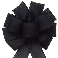Black Linen Bows - Wired Black Linen Bow (2.5"ribbon~10"Wx20"L)
