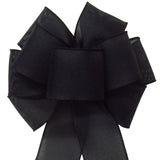 Black Linen Bows - Wired Black Linen Bow (2.5"ribbon~8"Wx16"L)