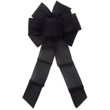 Black Linen Wreath Bows - Wired Black Linen Bow (2.5"ribbon~8"Wx16"L)