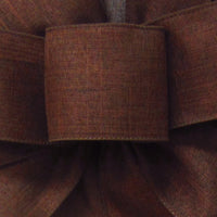 Wired Linen Ribbon - Wired Brown Linen Ribbon (#40-2.5"Wx10Yards)