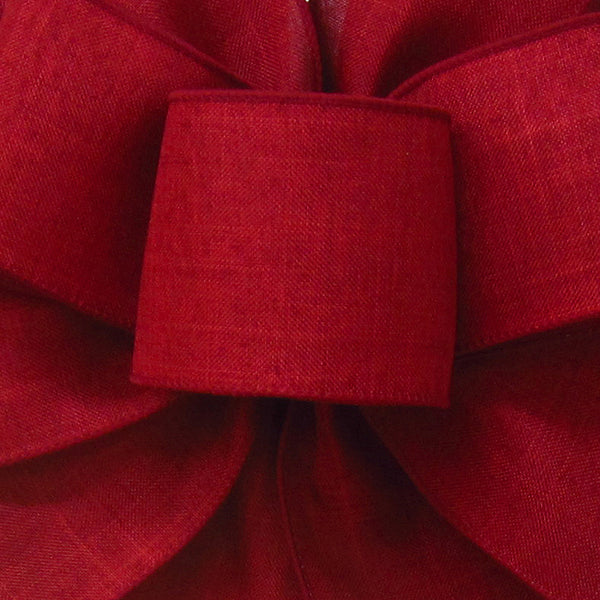 Wired Linen Ribbon - Wired Burgundy Linen Ribbon (#40-2.5"Wx10Yards)