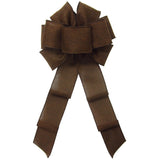 Wired Linen Bows - Wired Brown Linen Bow (2.5"ribbon~8"Wx16"L)