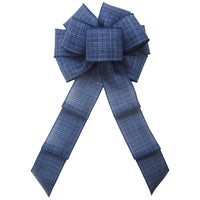 Wired Denim Navy Blue Linen Bow (2.5"ribbon~8"Wx16"L)