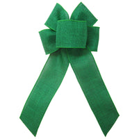 St Patricks Day Bows - Wired Emerald Green Linen Bow (2.5"ribbon~6"Wx10"L)