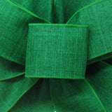 Wired Linen Ribbon - Wired Emerald Green Linen Ribbon (#40-2.5"Wx10Yards)