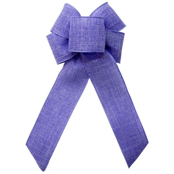 Lavender Linen Bows - Wired Lavender Linen Bows (2.5"ribbon~6"Wx10"L)