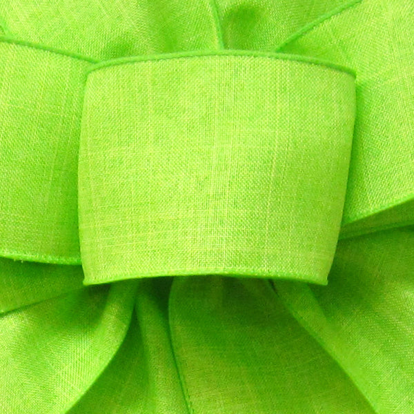 Wired Lime Green Linen Ribbon #40 - 2.5W x 10Yards - Natural Ribbon