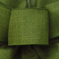 Wired Linen Ribbon - Wired Moss Green Linen Ribbon (#40-2.5"Wx10Yards)