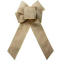 Natural Linen Bows - Wired Natural Linen Bow (2.5"ribbon~6"Wx10"L)