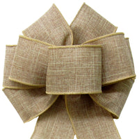 Natural Bows - Wreath Bows - Wired Natural Linen Bow (2.5"ribbon~8"Wx16"L)