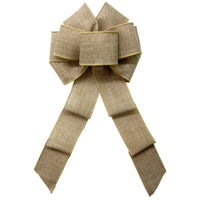 Natural Linen Bows - Wired Natural Linen Bow (2.5"ribbon~8"Wx16"L)