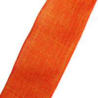 Wired Linen Ribbon - Wired Orange Linen Ribbon (#40-2.5"Wx10Yards)