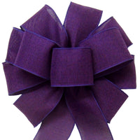 Purple Linen Bows - Wired Purple Linen Bows (2.5"ribbon~10"Wx20"L)