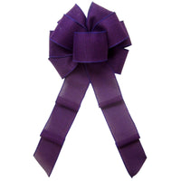 Purple Linen Wreath Bows - Wired Purple Linen Bows (2.5"ribbon~8"Wx16"L)