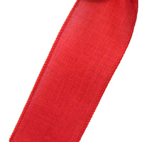 Wired Linen Ribbon - Wired Red Linen Ribbon (#40-2.5"Wx10Yards)