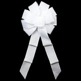 White Linen Wedding Bows - Wired White Linen Bow (2.5"ribbon~10"Wx20"L)