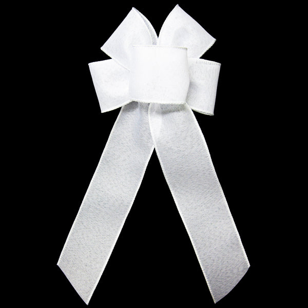 White Linen Bows - Wired White Linen Bow (2.5"ribbon~6"Wx10"L)