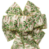 Large Christmas Bows - Wired Merry Christmas Holly Bow (4"ribbon~14"Wx24"L)