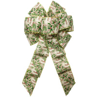 Christmas Bows - Wired Merry Christmas Holly Bow (4"ribbon~14"Wx24"L)