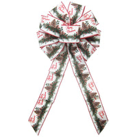 Christmas Wreath Bows - Wired Merry Christmas Pinecone Mantle Swag Bow (2.5"ribbon~10"Wx20"L)