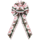 Christmas Wreath Bows - Wired Merry Christmas Pinecone Mantle Swag Bow (2.5"ribbon~8"Wx16"L)