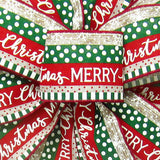 Wired Christmas Ribbon - Wired Red & Green Stripes Merry Christmas Ribbon (#40-2.5"Wx10Yards)