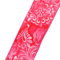 Wired Easter Ribbon - Wired Pink Paisley Linen Ribbon (#40-2.5"Wx10Yards)