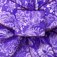 Wired Easter Ribbon - Wired Purple Paisley Linen Ribbon (#40-2.5"Wx10Yards)