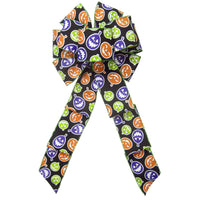 Halloween Wreath Bows - Wired Pumpkins Jack O Lanterns Party Bow (2.5"ribbon~8"Wx16"L)