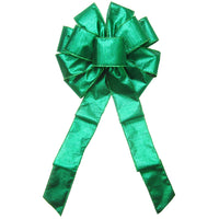 Metallic Wreath Bows - Wired Radiant Metallic Green Bow (2.5"ribbon~10"Wx20"L)