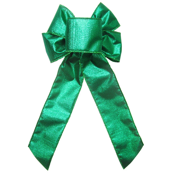 St Patricks Day Bows - Wired Radiant Metallic Green Bow (2.5"ribbon~6"Wx10"L)