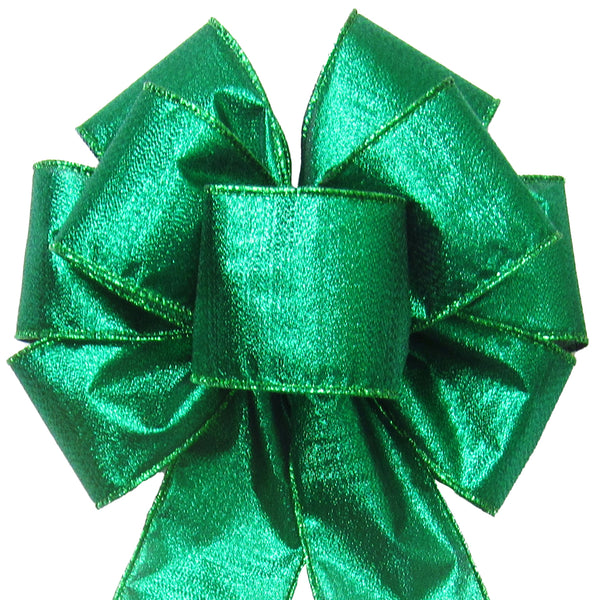 Metallic Wreath Bows - Wired Radiant Metallic Green Bow (2.5"ribbon~8"Wx16"L)