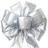 Silver Christmas Bows - Wired Radiant Metallic Silver Bow (2.5"ribbon~10"Wx20"L)